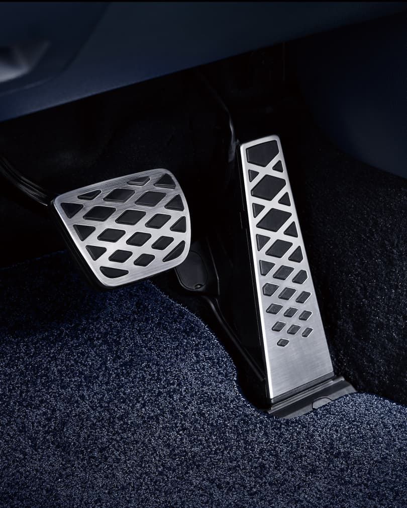 The alloy pedal inside the car.