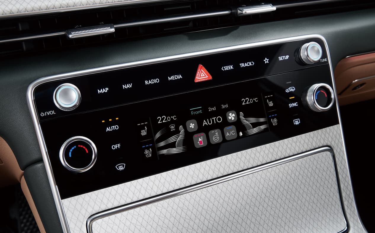 The A/C control panel inside GV80 Coupe.