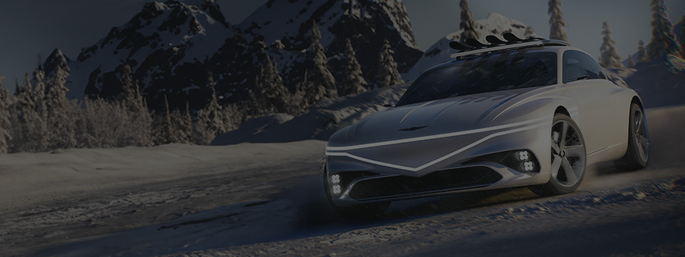 Genesis X Snow Speedium concept car running.