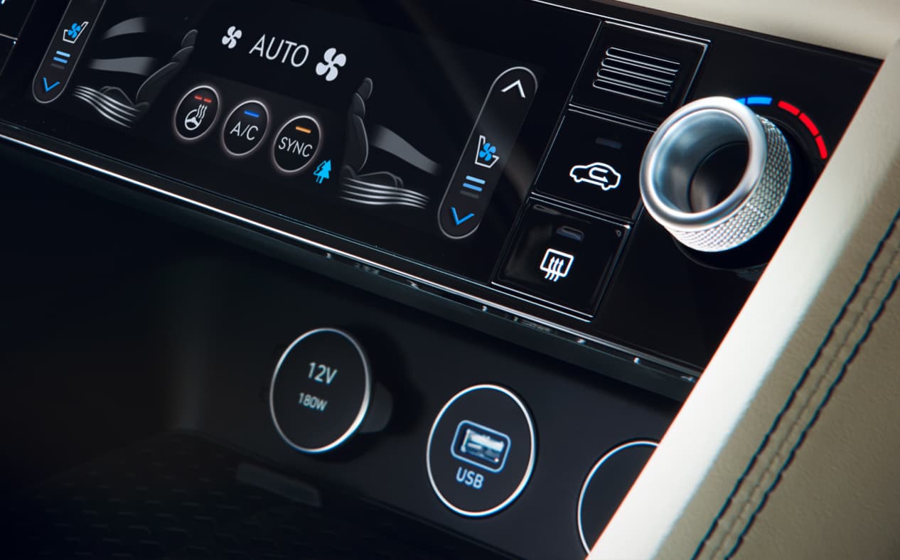 A close-up of the air conditioning panel.