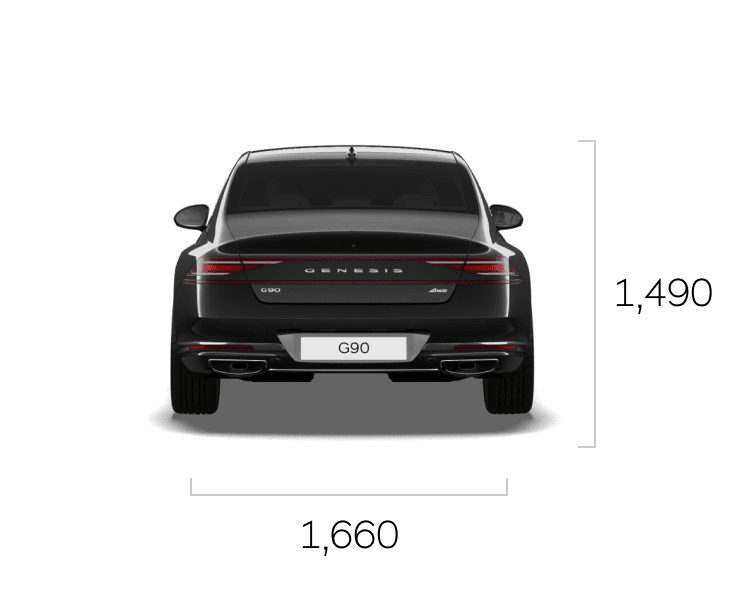 The front, side, and rear view of Maui Black G90.