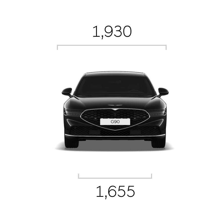The front, side, and rear view of Maui Black G90.