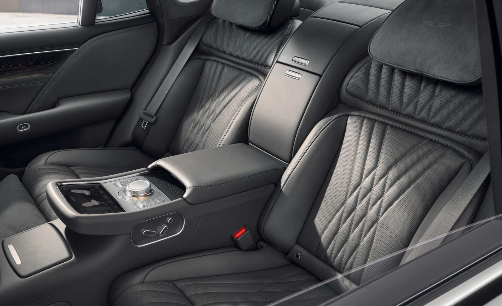 The rear seats inside Galaxy Black and Modern Gray Two-tone interior.