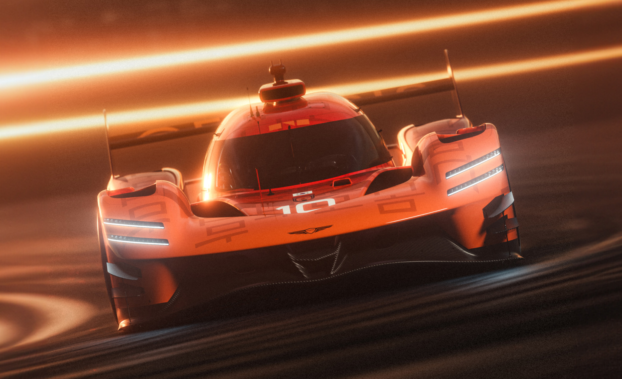The front of the GMR-001 hypercar is visible.