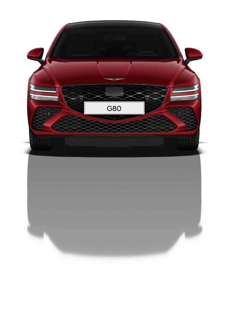 Cavendish Red G80 Sport Model seen from the front.