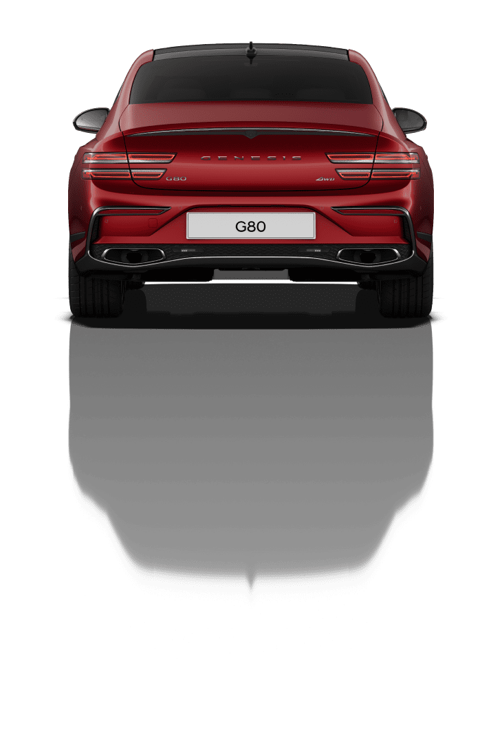Cavendish Red G80 Sport Model seen from the rear.
