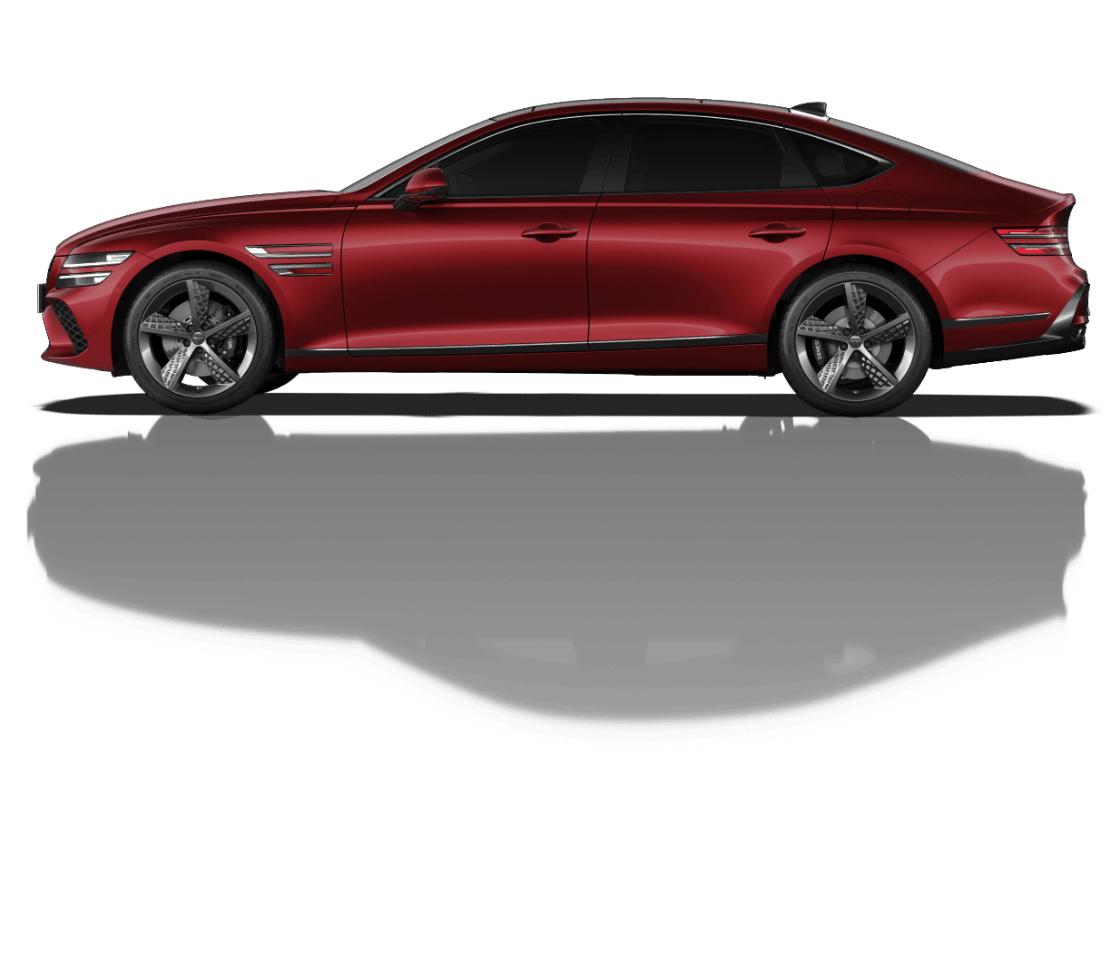 Cavendish Red G80 Sport Model seen from the side.