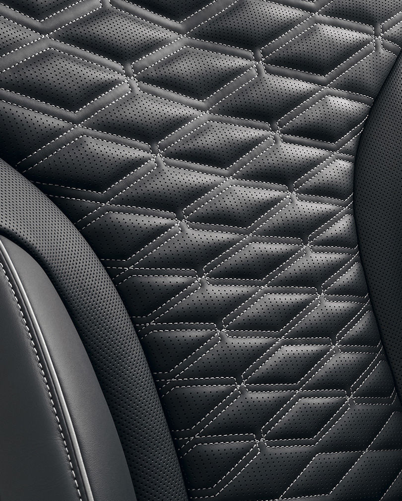 A close-up of the exclusive Prime Nappa Leather Seat inside the G80 Sport.