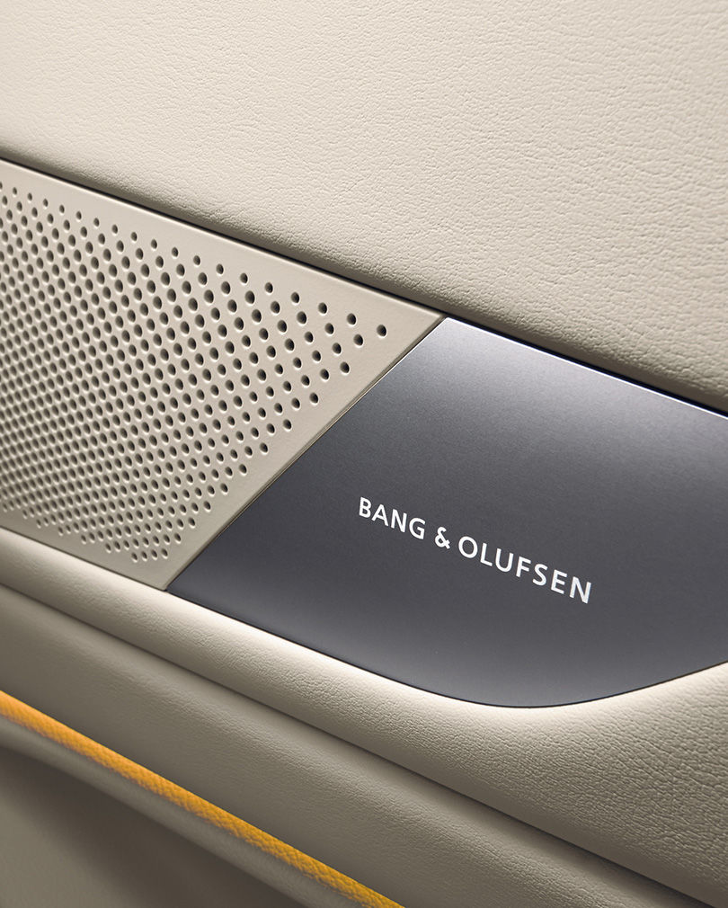 A close-up of a Bang & Olufsen speaker.