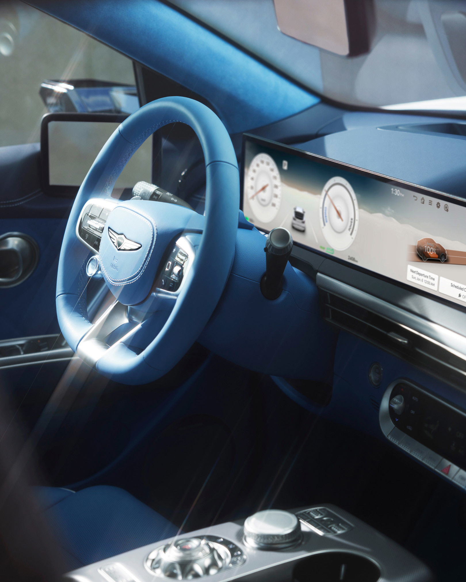 The interior of the driver's seat of the GV60 vehicle is enlarged.