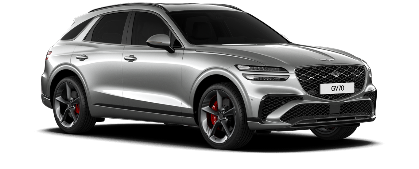 GV70 sport model in Glossy Seville Silver color.