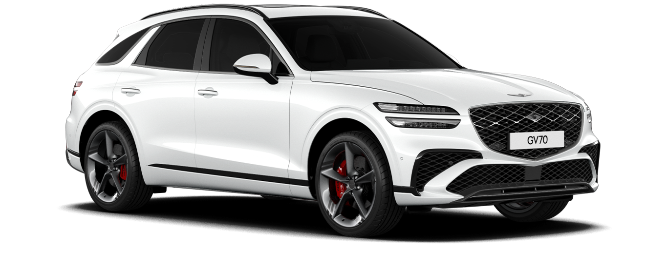 GV70 sport model in Glossy Uyuni White color.
