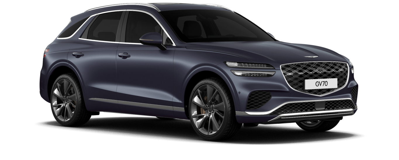 GV70 standard model in Matte Ceres Blue color.