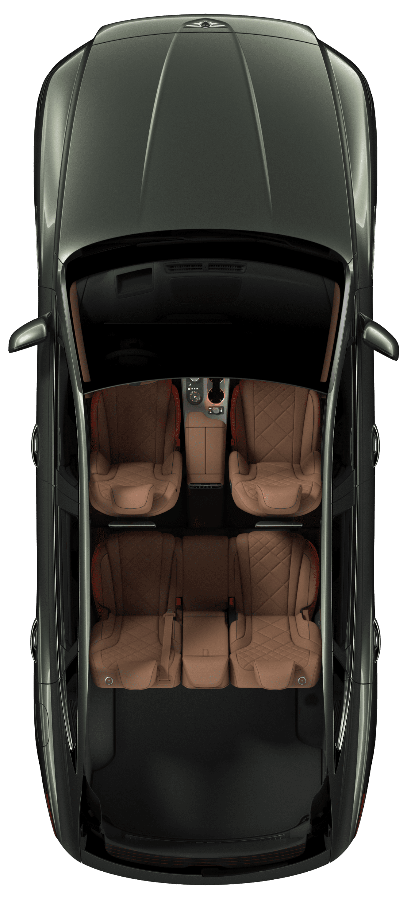 The roof of Storr Green GV80 is transparent to show the interior with 5 seats.