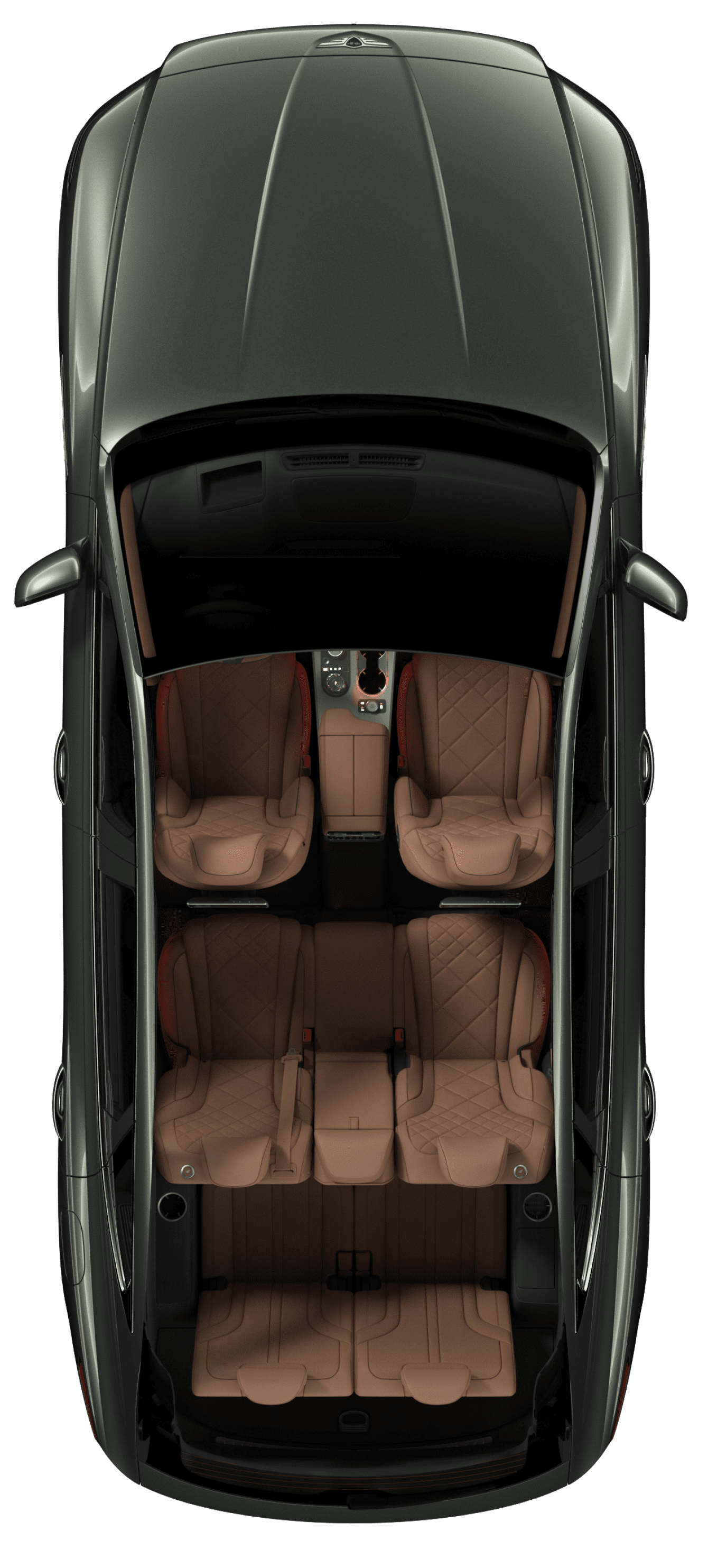 The roof of Storr Green GV80 is transparent to show the interior with 7 seats.