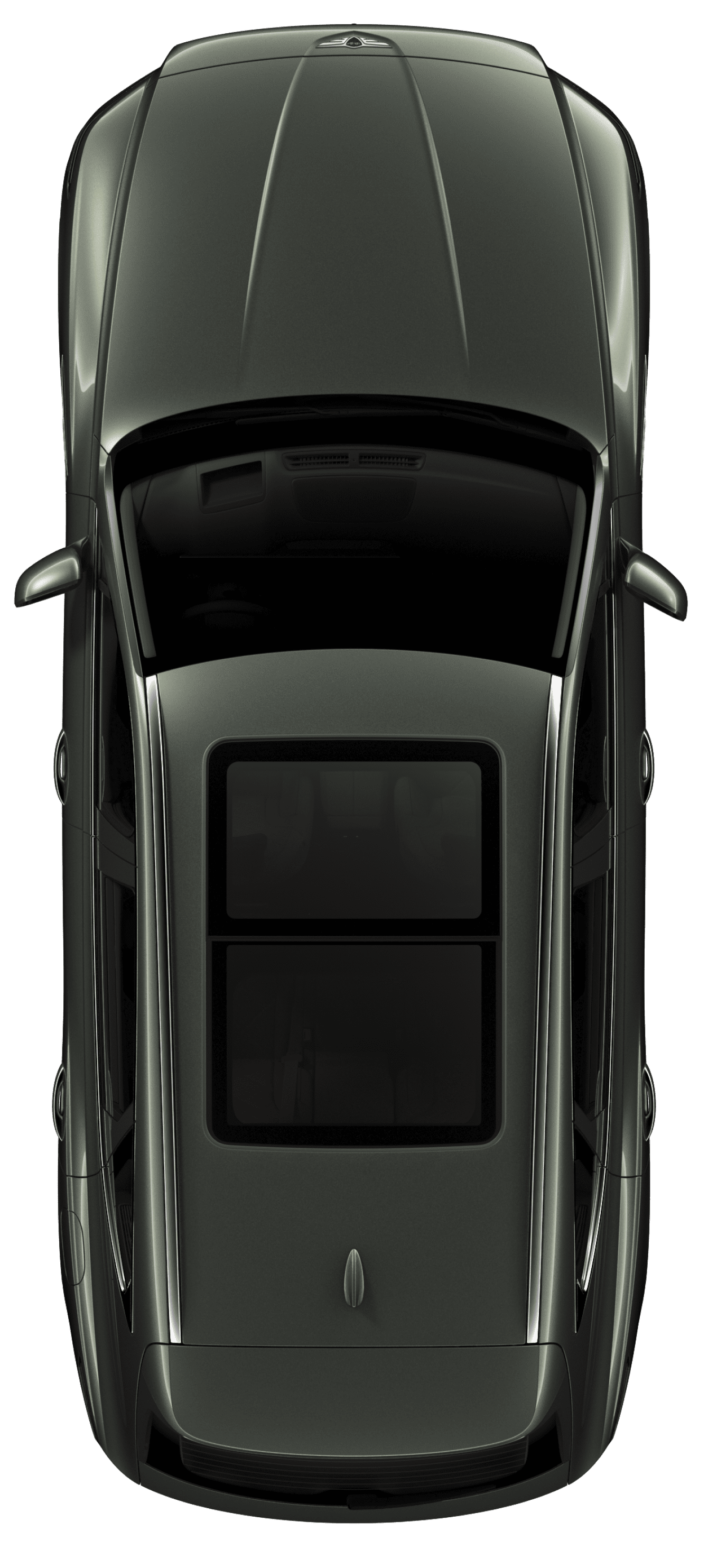 This is a view of the GV80 in Storr Green color from above.
