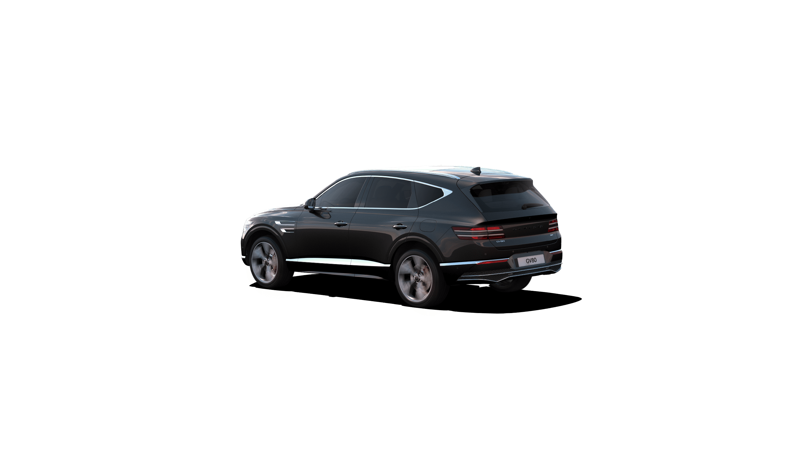 Vik Black GV80 driving on a road against a dark background.